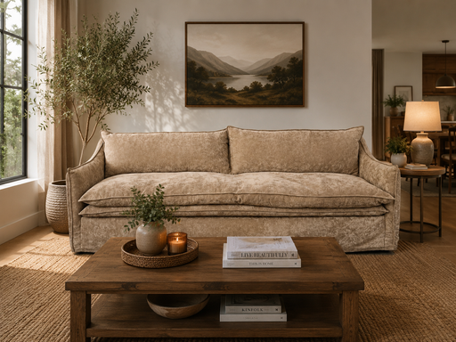 MISHA 3 DIV COUCH - SOFT WEAVE LATTE FABRIC ZORO