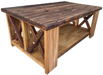 COUNTRY COFFEE TABLE (DOUBLE CROSS, STUDS, WOOD BURNED TOP) STUD