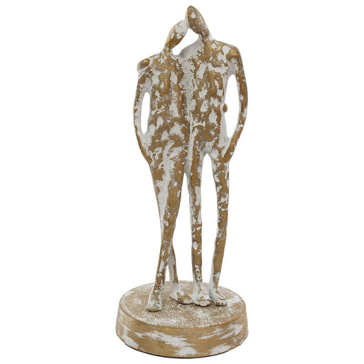 COUPLE FIGURINE GOLD/ WHITE WASH TRAN