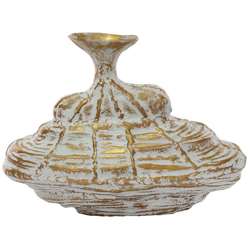 VASE OVAL GOLD/WHITE WASH TRAN