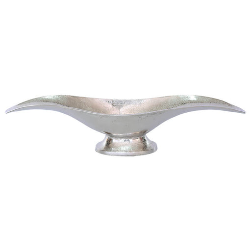 ROUGH NICKEL FTD BOAT VASE 64X15CM TRAN
