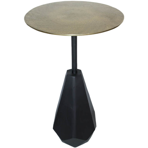 HEXAGONAL GOLD/BLACK TABLE 69X40CM TRANS NATAL CUT GLASS