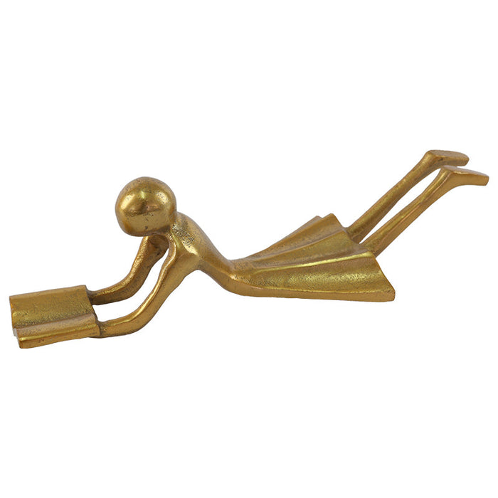 DECO GIRL READING GOLD 31X11X8CM TRAN