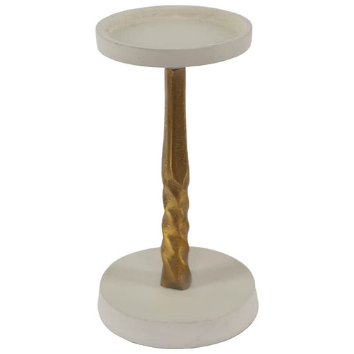 PILLAR CANDLE HOLDER GOLD/WHITE 21CM TRAN
