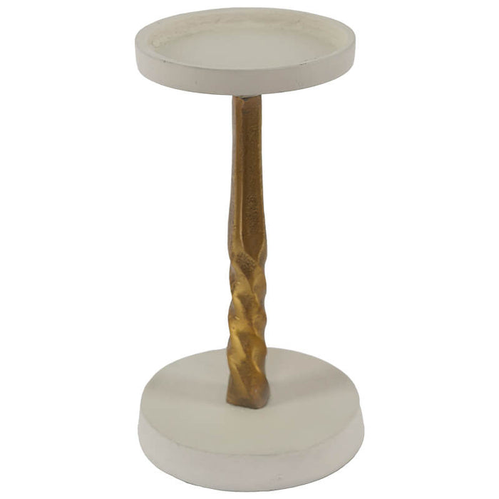 PILLAR CANDLE HOLDER GOLD/WHITE 21CM TRAN