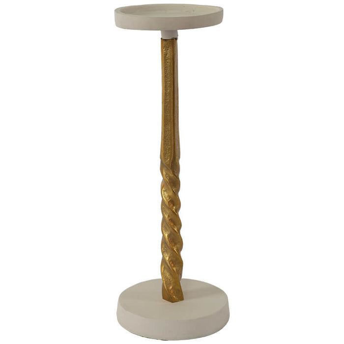 PILLAR CANDLE HOLDER GOLD/WHITE 31CM TRAN