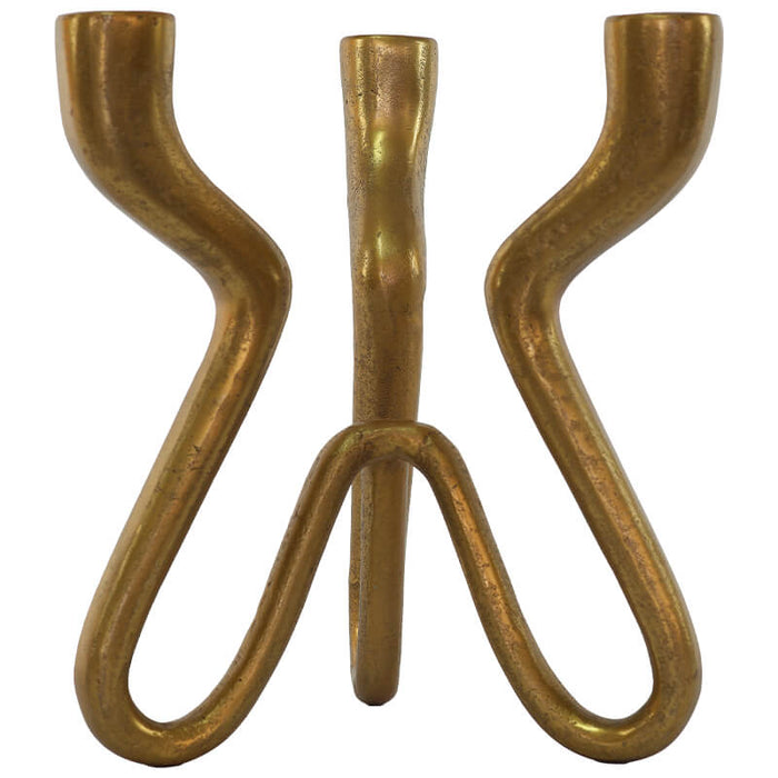 ROLDAN 3 LIGHT C/HOLDER GOLD 25CM TRAN