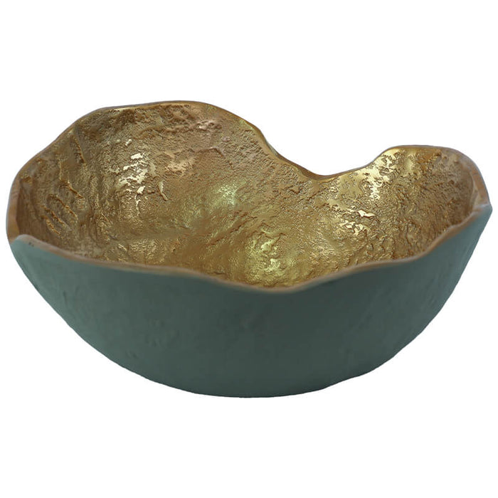 GOLD/GREEN DECOR BOWL 31X30X13CM TRANS NATAL CUT GLASS