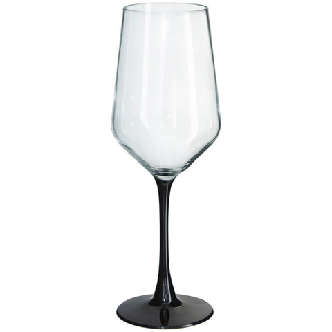 LANU BLACK STEM WINE GLASS 350ML S/4 TRANS NATAL CUT GLASS
