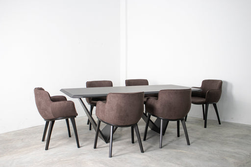 7 PCE VIOLIN DININGROOM SUITE BLACK INSPIWOOD