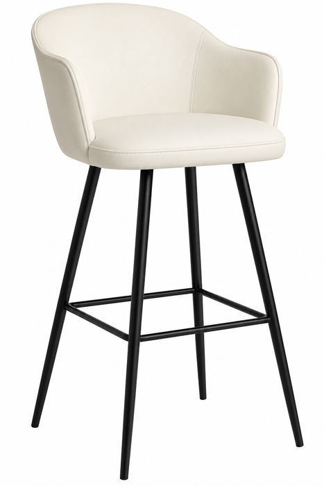 DINAH BAR CHAIR FULL LEATHER WHITE ANJI