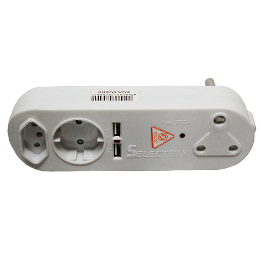ELECTROSENSE SURGE ADAPTOR 1x FLAT + 1x SCHUKO 16A + 2x USB BARK