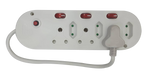 ELECTROSENSE 6 WAY MULTIPLUG WITH LIGHT SWITCHES 3x16A + 3xA BARK