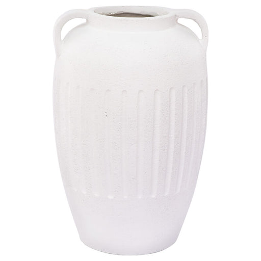 PLATO WHITE HANDLED VASE 44X29CM TRAN