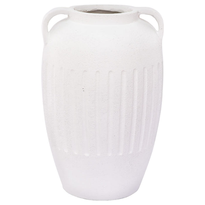PLATO WHITE HANDLED VASE 44X29CM TRAN