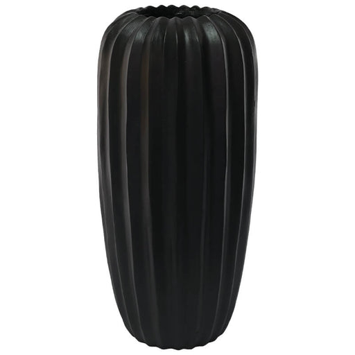 BLACK FACET VASE 50X24CM TRAN