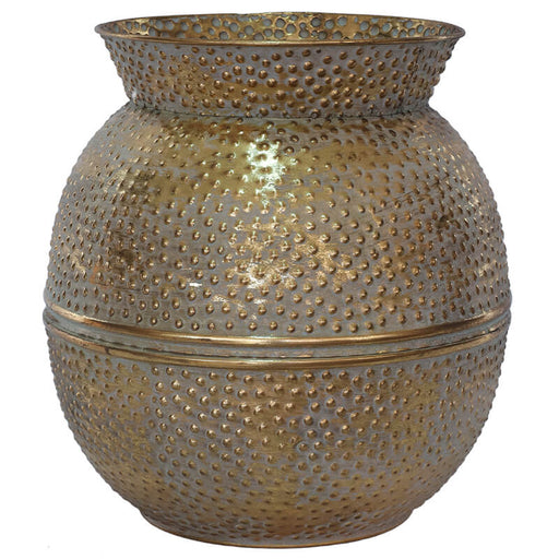 DOTTED GOLD METAL VASE 31CM TRAN