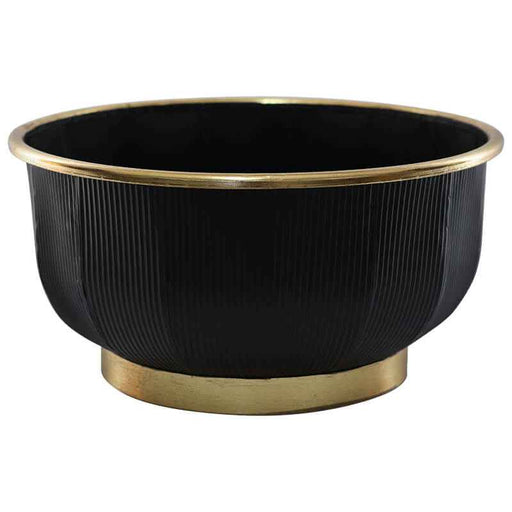 BLACK/GOLD LINE VASE 39X20CM