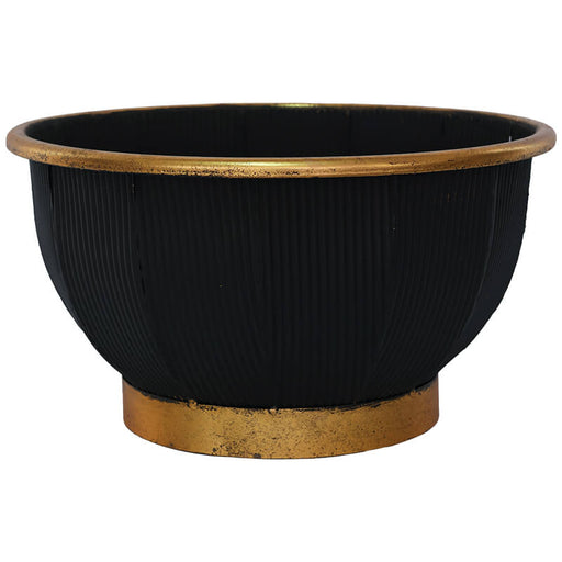 BLACK/GOLD LINE VASE 34X18CM TRAN