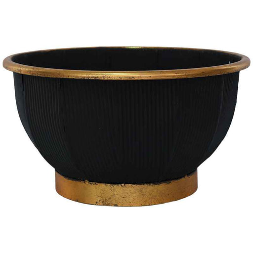 BLACK/GOLD LINEVASE 34X18CM