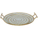 GOLD/WHITE HANDLED TRAY 48X42X49CM TRAN