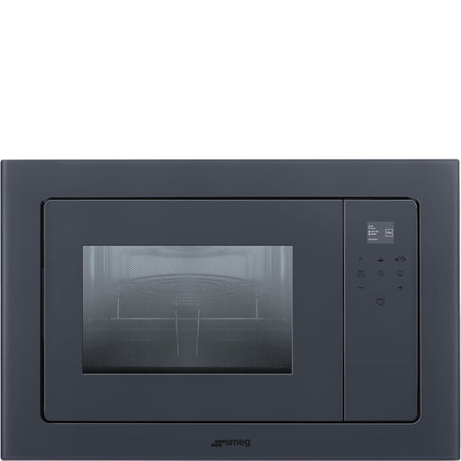 Smeg built in microwave black glass front view