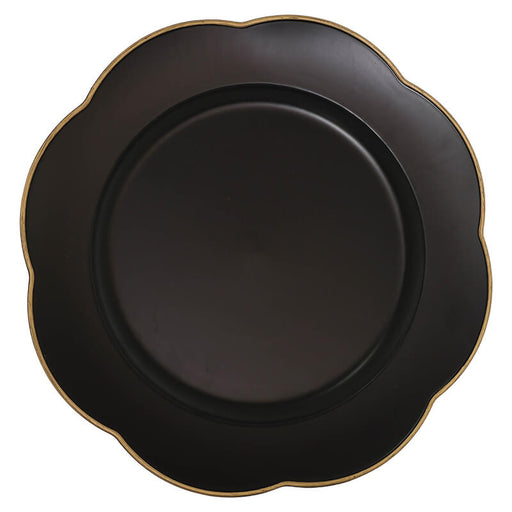 BLACK UNDERPLATE GOLD RIM 33CM TRAN