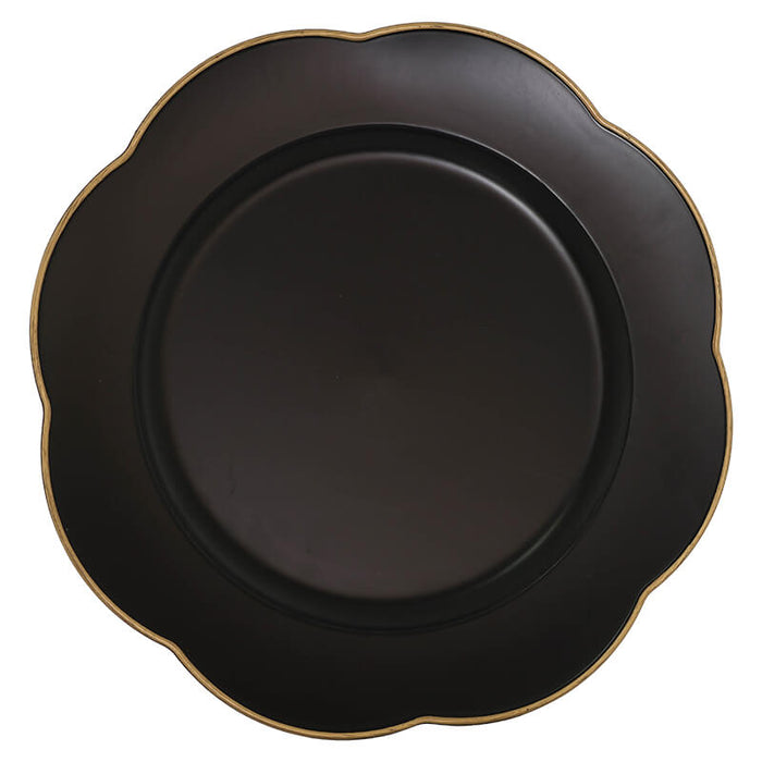 BLACK UNDERPLATE GOLD RIM 33CM TRAN