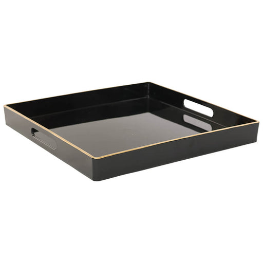 SQ BLACK TRAY GOLD TRIM 36X36CM TRAN