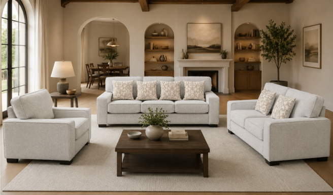 3.2.1 GRACE LOUNGE SUITE MAXWELL DOMINO W/6 SCATTER CUSHIONS FORT