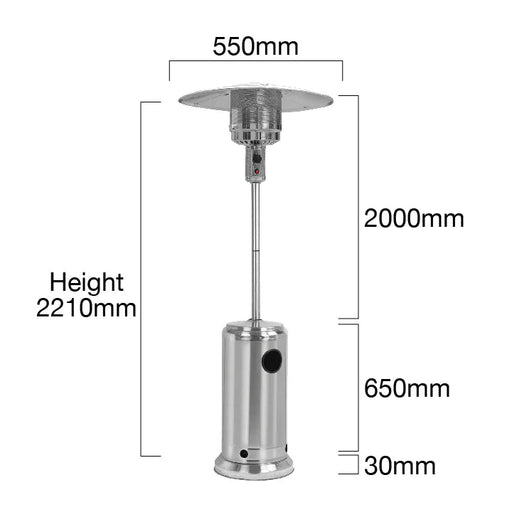 ALVA PATIO GAS HEATER SPLIT POLE STAINLESS STEEL STINGRAY ACCESORY MANU