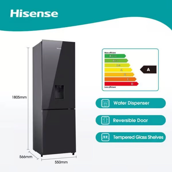 HISENSE 263L BLACK MIRROR B/FREEZER HISE