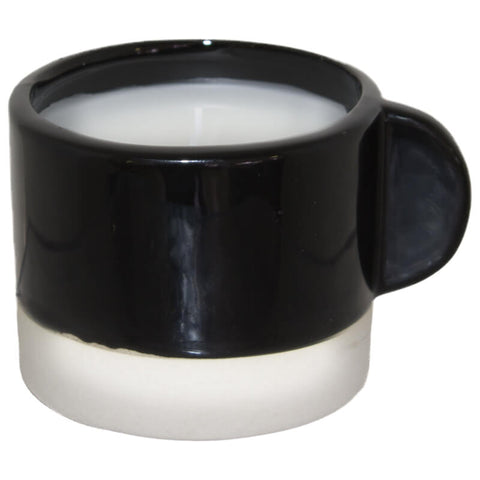 CANDLE HOLDER BLACK WITH WAX 7CM TRANS NATAL CUT GLASS
