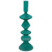 TEAL GLASS CANDLE STICK 20CM TRANS NATAL CUT GLASS