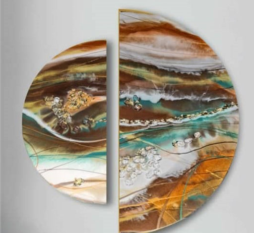 LARGE RESIN 2 PANEL WALL ART 900MM BROWN/GREEN STUDIO DI