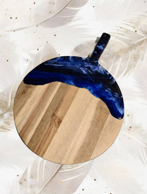 MIDKNIGHT BLUES RESIN CHARCUTERIE BOARD ROUND SHAP STUDIO DI