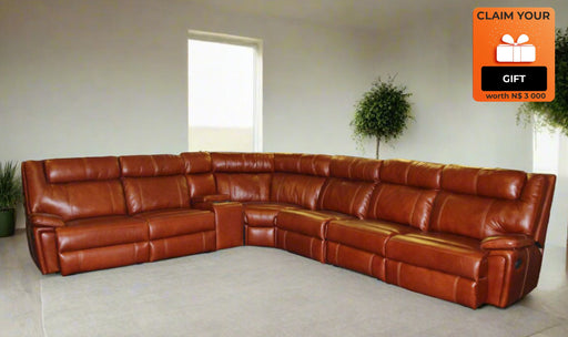 5PCE MATERA 2ACTION MODULAR SUITE F/LEATHER EARTHLINE FURNITURE