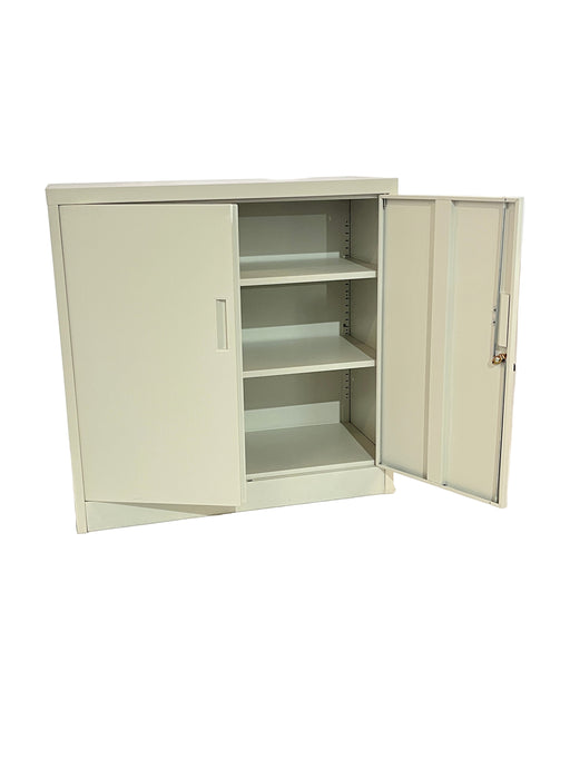 Light green metal cabinet on a white background