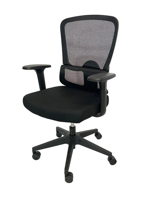 HT-507B MEDIUM BACK REV CHAIR (BLACK FABRIC) 120KG STEL
