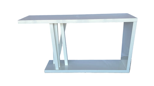 White console table against a plain background