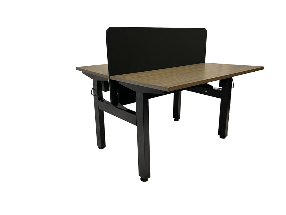 STL-HT02 2 SEATER HEIGHT ADJUSTABLE WORKSTATION (WHITE TOP + STEL