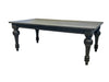 Black wooden table with turned legs on a white background