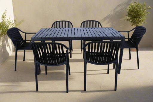 7PCE ALME OUTDOOR DINING SET BLACK FUYA