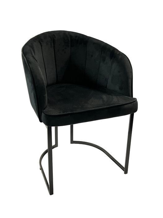 Black chair with a unique design on a white background