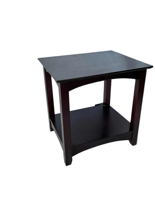 Wooden step stool on a white fabric background