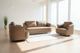 SF-121 3PCE VISITORS SOFA SET (LIGHT BROWN PU) STEL
