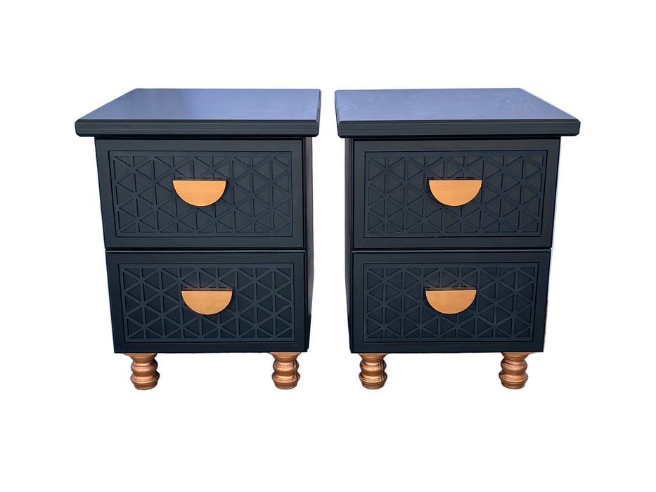2 DRAWER GEOMETRIC PEDESTAL (SET OF 2) COOL