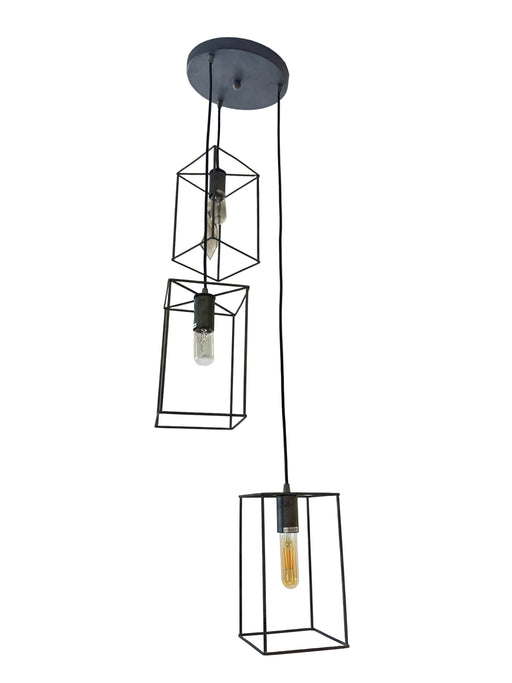 Modern wall-mounted light fixture with geometric design on a tiled wall.