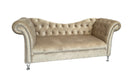 Beige tufted sofa on a white backdrop