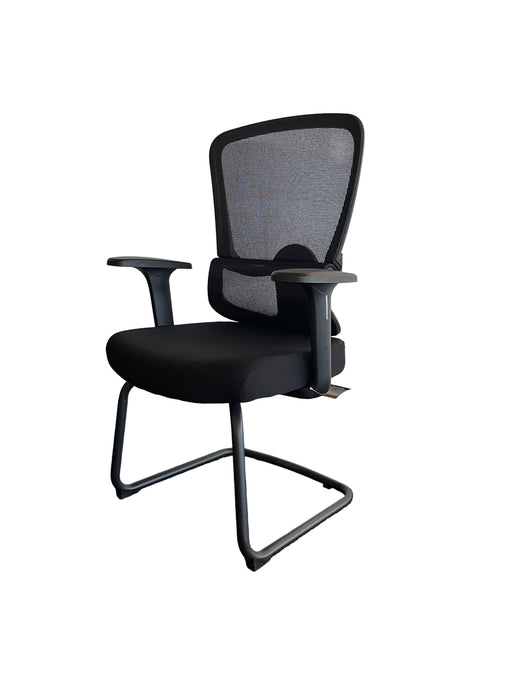 HT-507D VISITOR CHAIR (BLACK FABRIC) 120KG STEL
